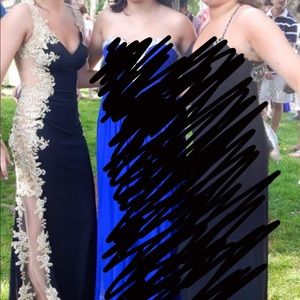 Black and gold Jovani prom dress